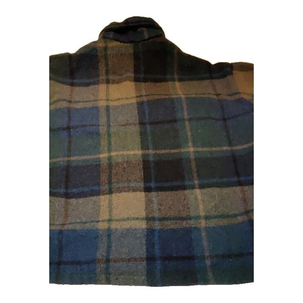 Vintage Traverse Bay Woolen Company Wool Flannel Shirt Green Blue Color 40s 50s - Picture 5 of 15